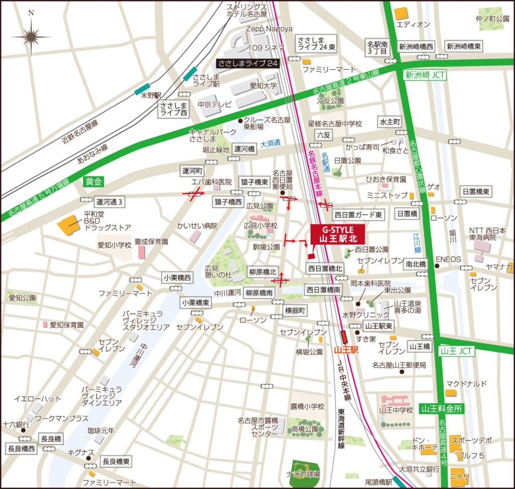 G-STYLE 山王駅北 -ささしまライブ南の家- 現地案内図