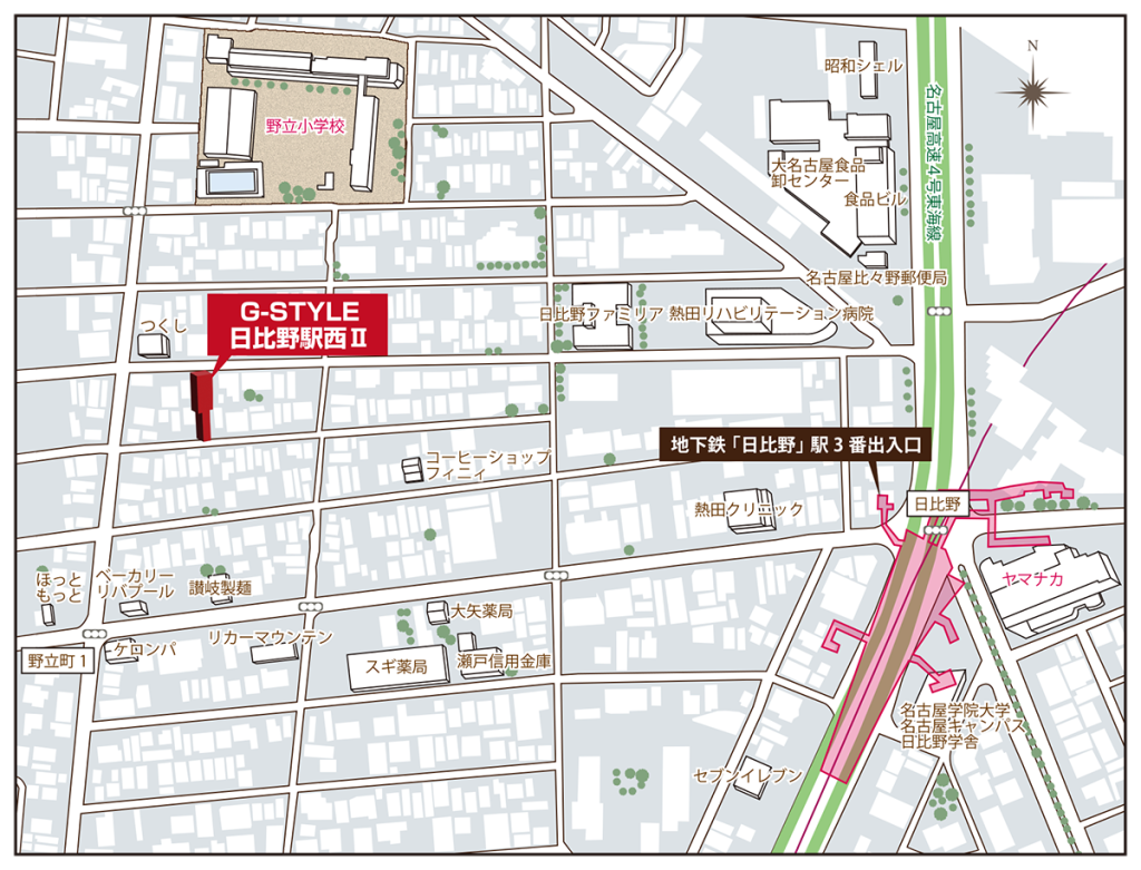 G-STYLE 日比野駅西 Ⅱ <br>-都心部へのアクセス良好の家- 現地案内図
