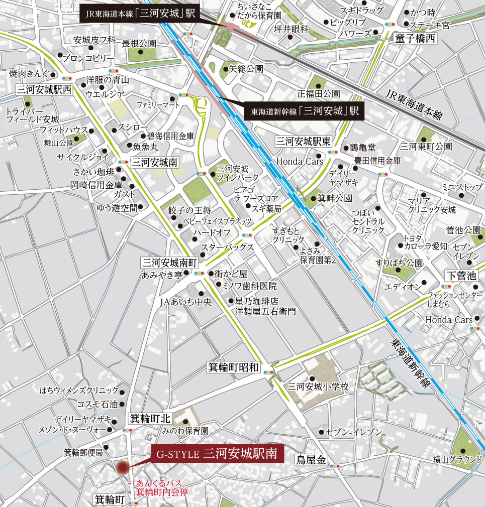 G-STYLE 三河安城駅南-新幹線に徒歩で乗れる街- 現地案内図2