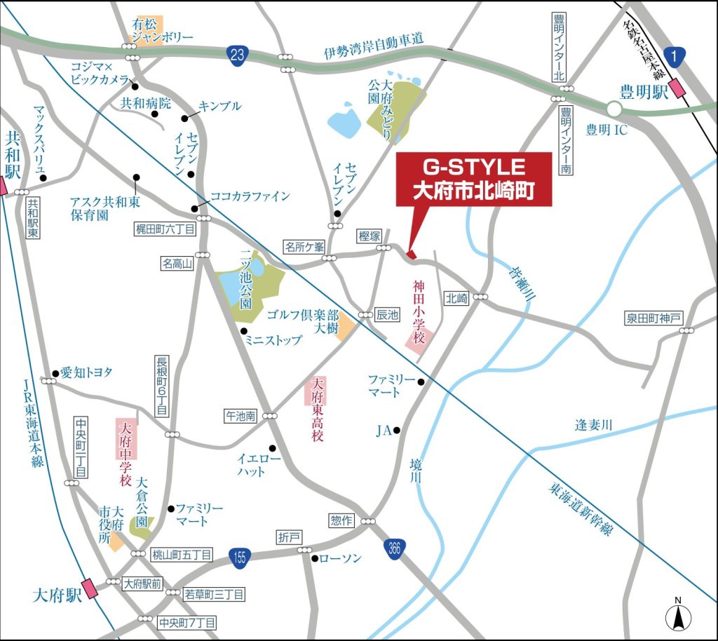 G-STYLE大府北崎町-ゆったりと暮らせる街- 現地案内図