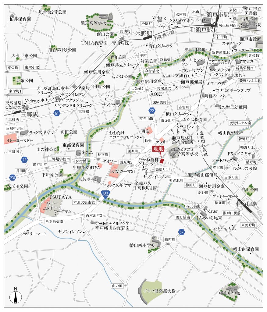 G-STYLE 瀬戸高根町-家族の“ウレシイ”が集まる街- 現地案内図