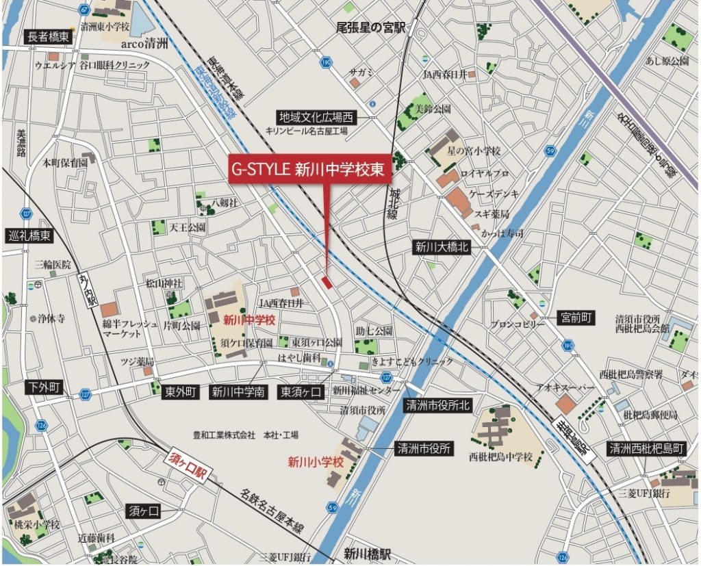 G-STYLE 新川中学校東<br>-清須プロジェクト- 現地案内図