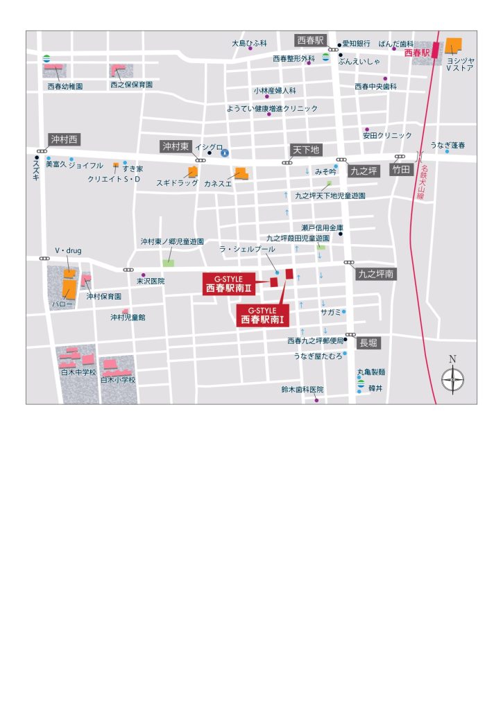 G-STYLE西春駅南Ⅰ-エキチカプロジェクト – 現地案内図