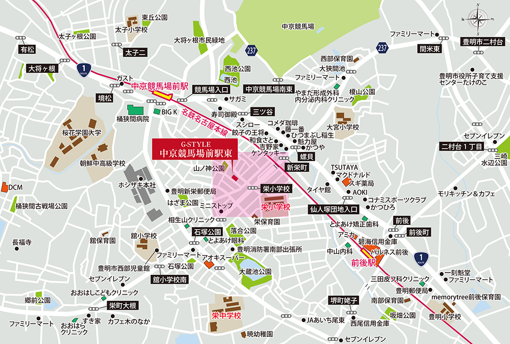 G-STYLE中京競馬場前駅東 現地案内図