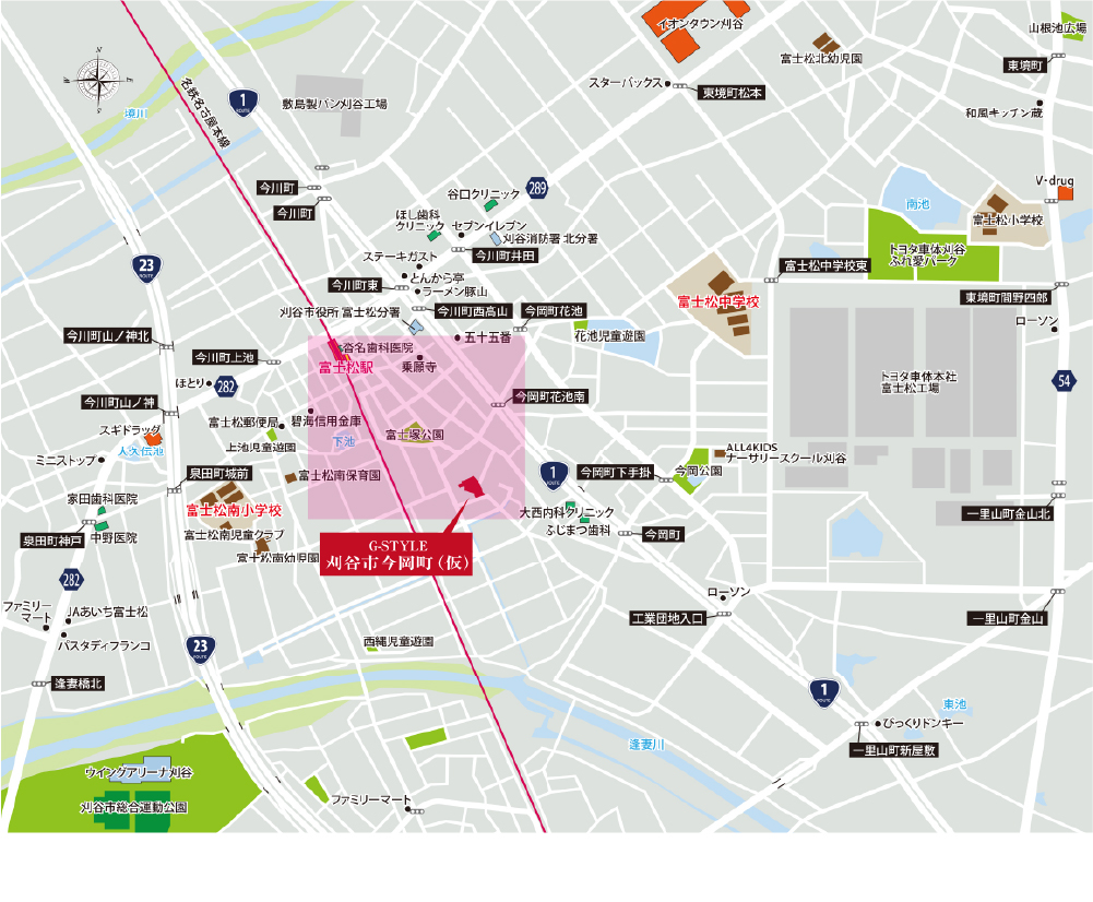 G-STYLEウィングテラス　刈谷市今岡町PJ 現地案内図