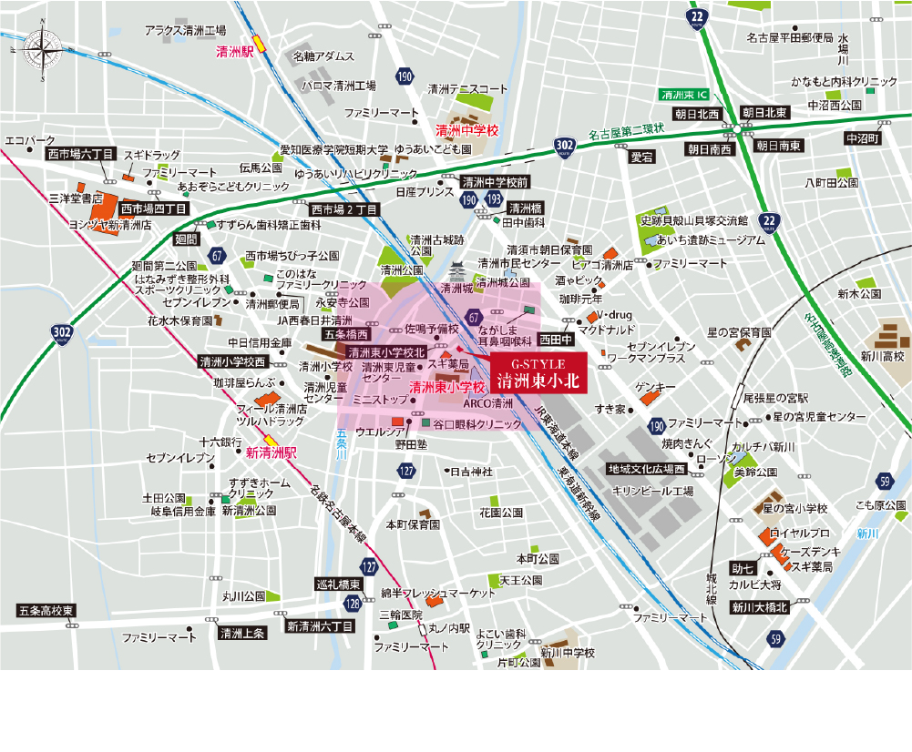 (仮)G-STYLE清洲東小北 現地案内図