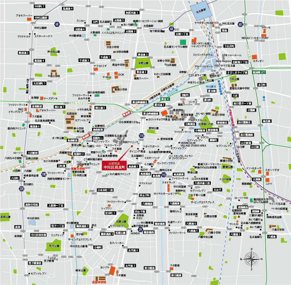 G-STYLE中川区長良町 現地案内図