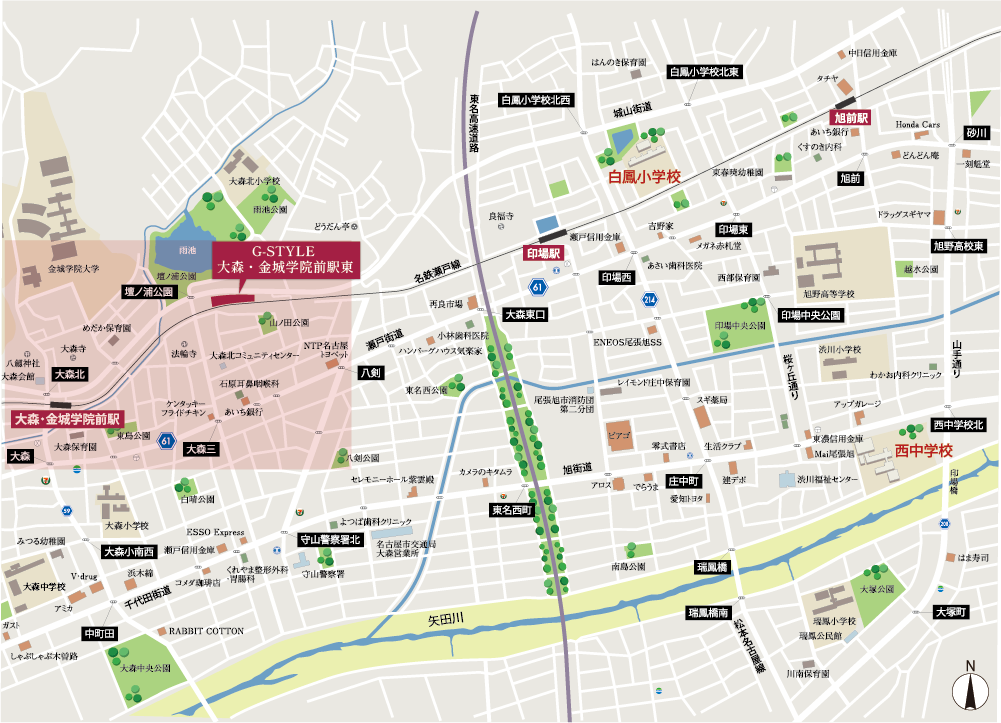 G-STYLE大森・金城学院駅東 現地案内図