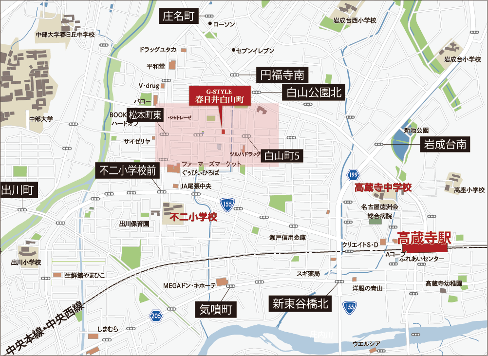 G-STYLE春日井市白山町 現地案内図