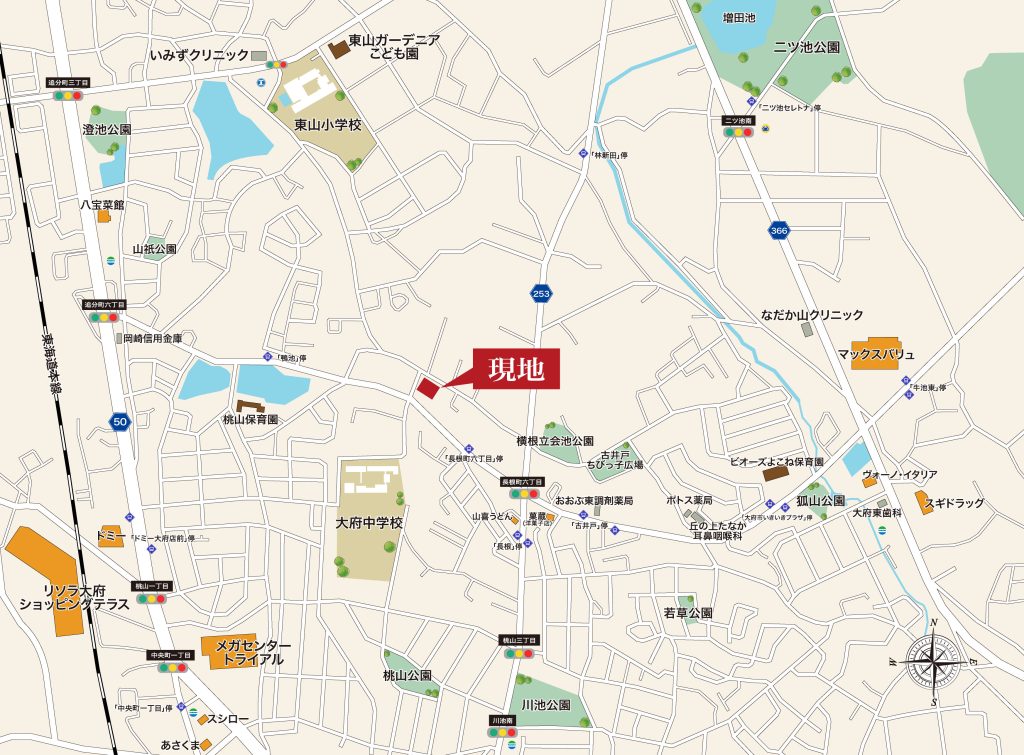 大府市長根町六丁目 現地案内図